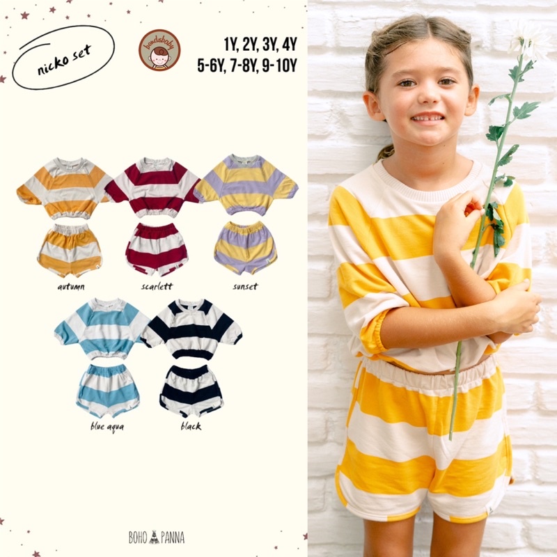 Bohopanna Stripe Set 1-10thn / Setelan Anak Perempuan