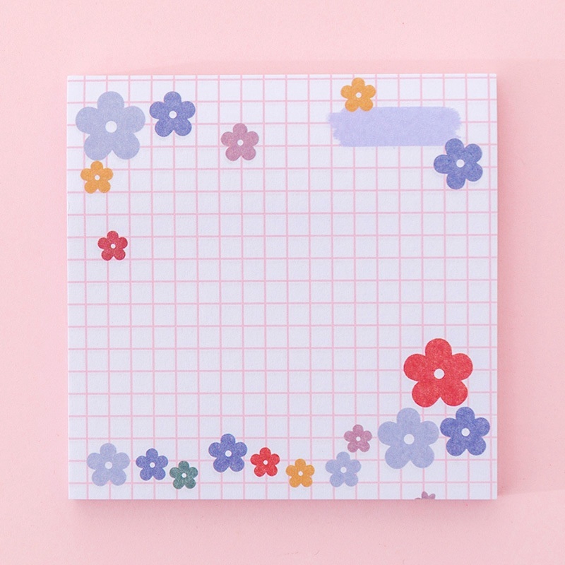 80 Lembar Sticky Notes Korea Motif Bunga untuk Sekolah / Kantor