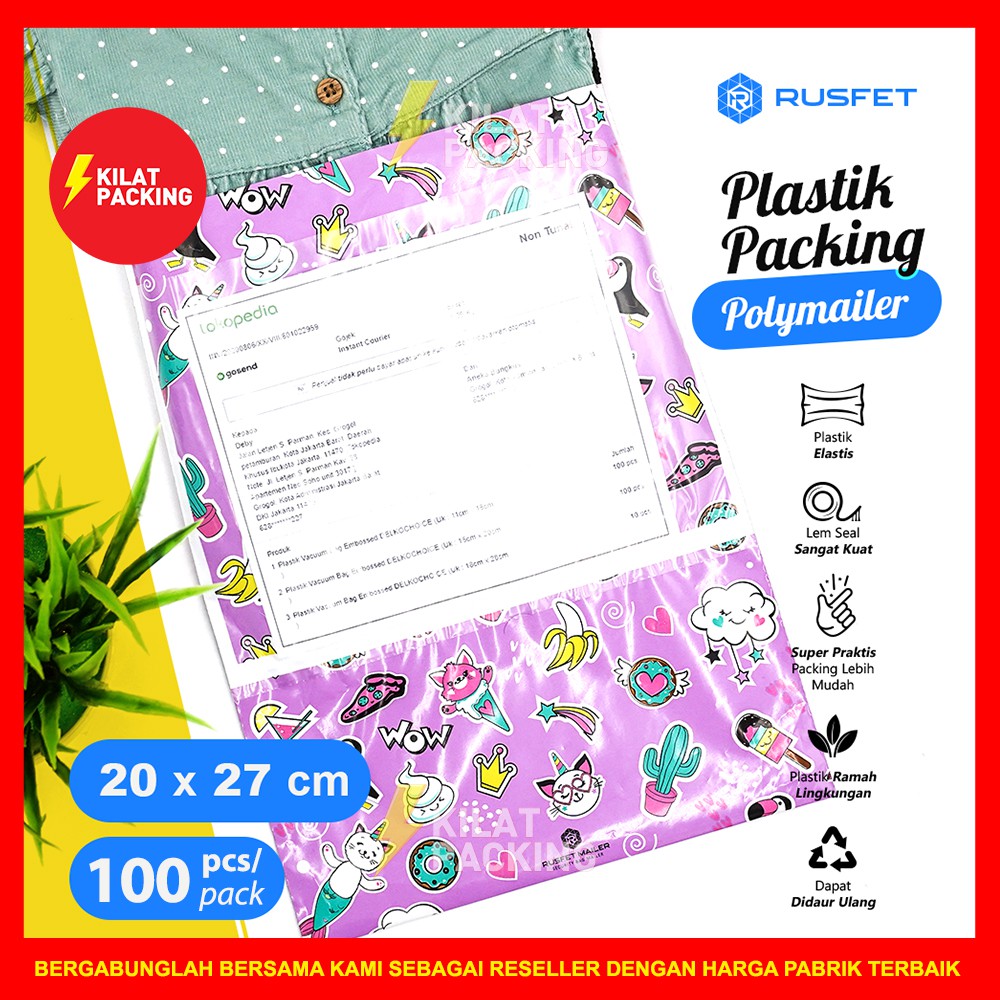 

AMPLOP PLASTIK POLYMAILER CANDY ICE (Uk : 20cm x 27cm )PACK RJ4