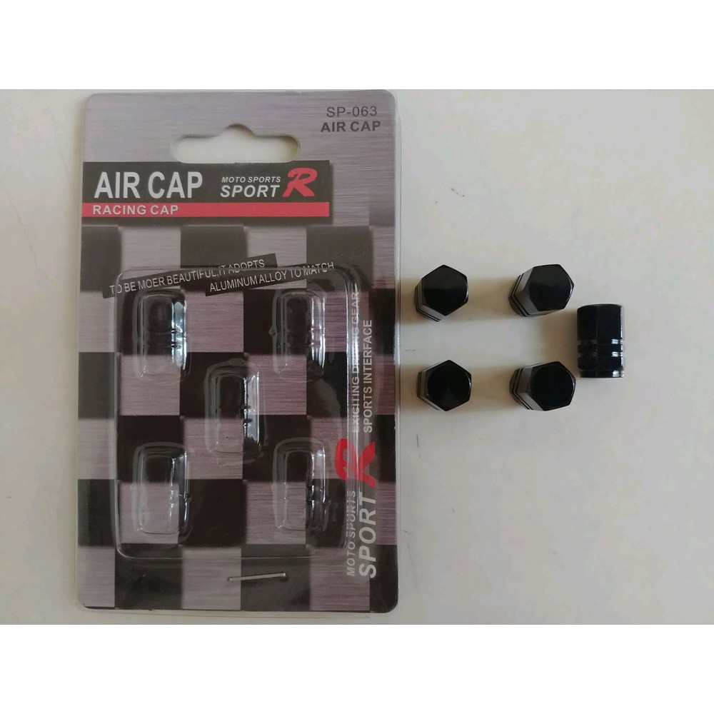 tutup pentil roda ban mobil MOTOR air cap UNIVERSAL HITAM ISI 5 PCS