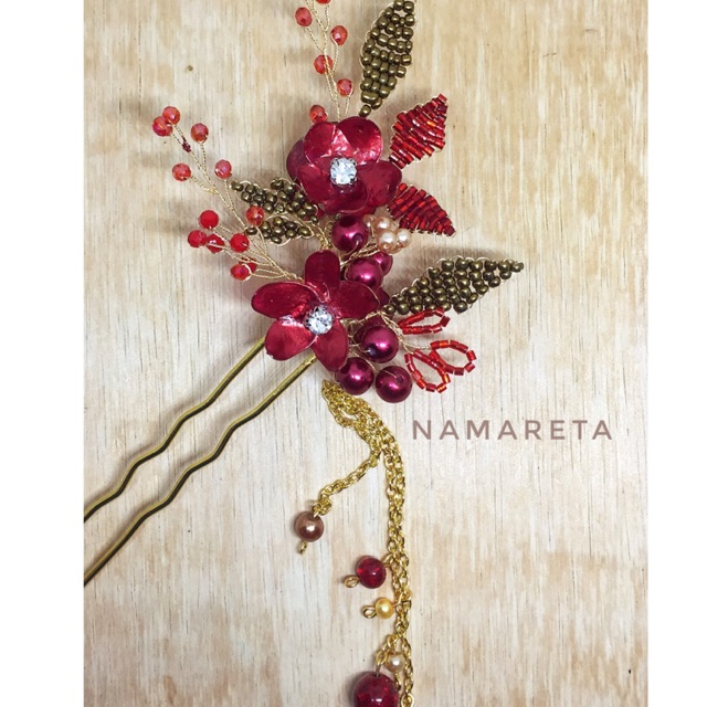 Nova Red 1 Namareta TUSUK KONDE SANGJIT HAIRPIECE CHINESE HAIRPIN AKSESORIES RAMBUT  CHEONGSAM