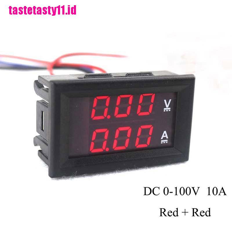 Voltmeter Ammeter 3 Bit DC 0-100V 10A Dengan LED Warna Merah Biru