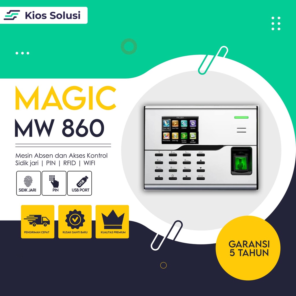 Mesin Absen Sidik Jari | Mesin Absensi | Akses Kontrol | Magic MW860 | Support WIFI | ADMS