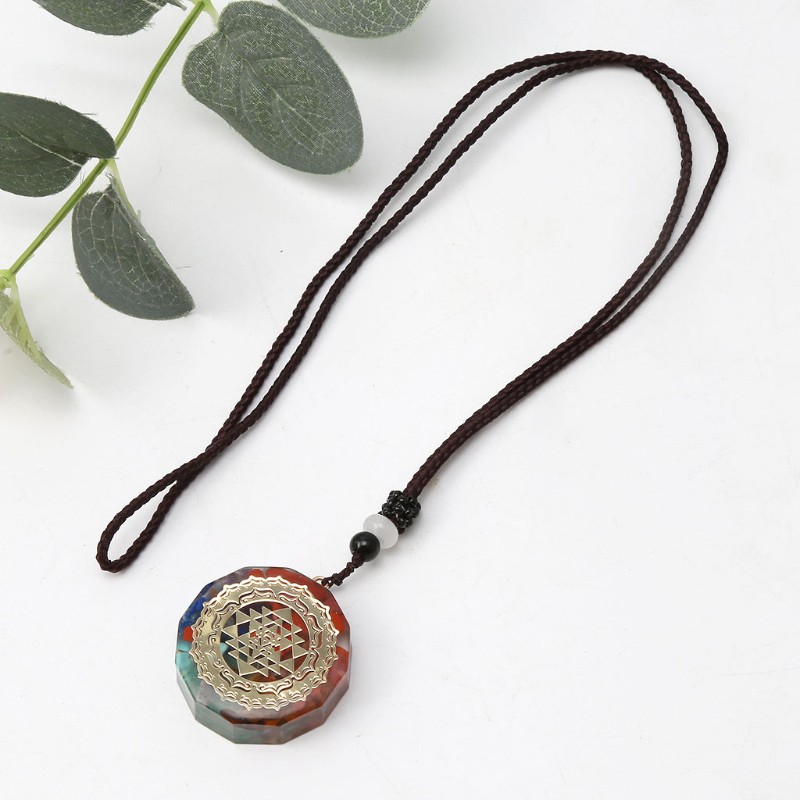 Moonlight&quot; Orgonite Energy Pendant 7 Chakras Reiki Healing EMF Protection Pendant Necklace