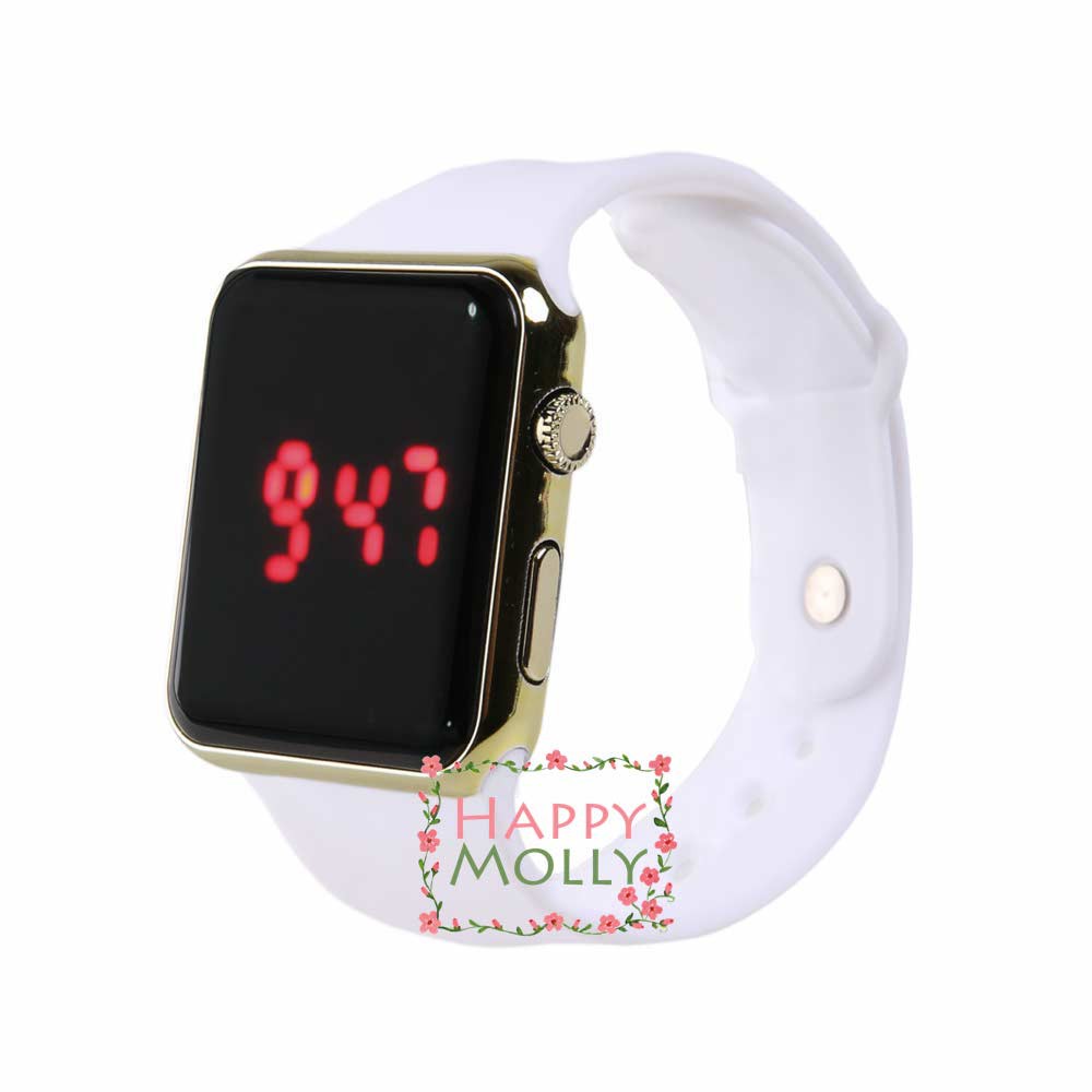 LED Watch [ White Gold ] Jam Tangan Digital Pria &amp; Wanita - Strap Rubber