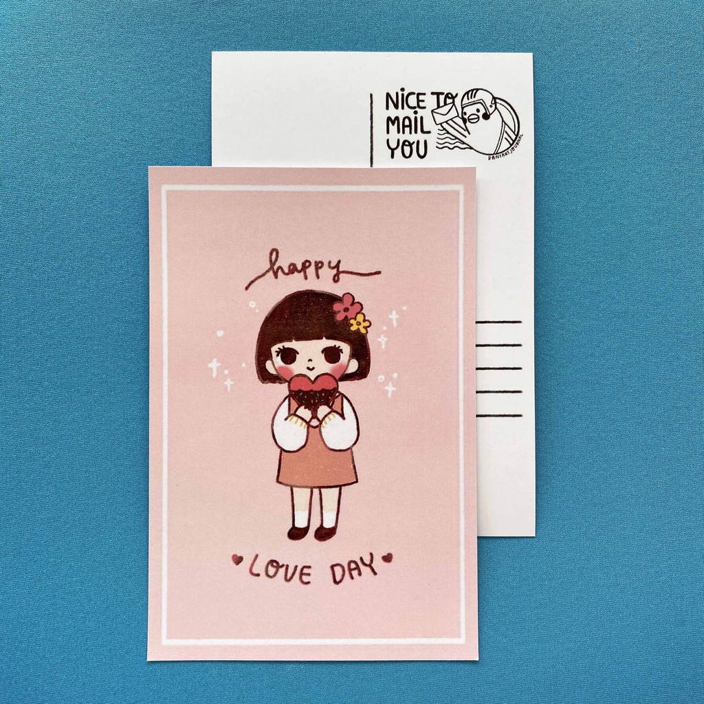 

Postcard Illustration Art Print Handmade A6 Love Day/Kartu Pos Hiasan Dinding