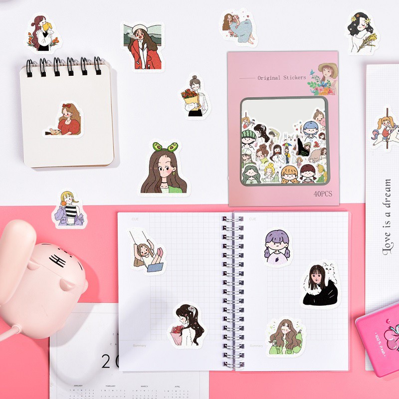 40pcs / Set Stiker Lucu Untuk Dekorasi Diary