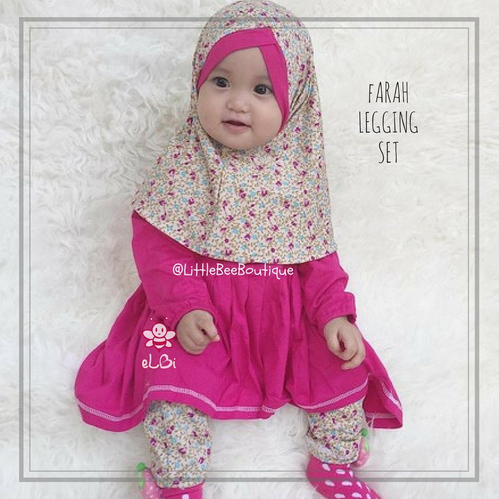  Baju  Muslim Anak  Terbaru Farah Legging Set Pink Shopee  