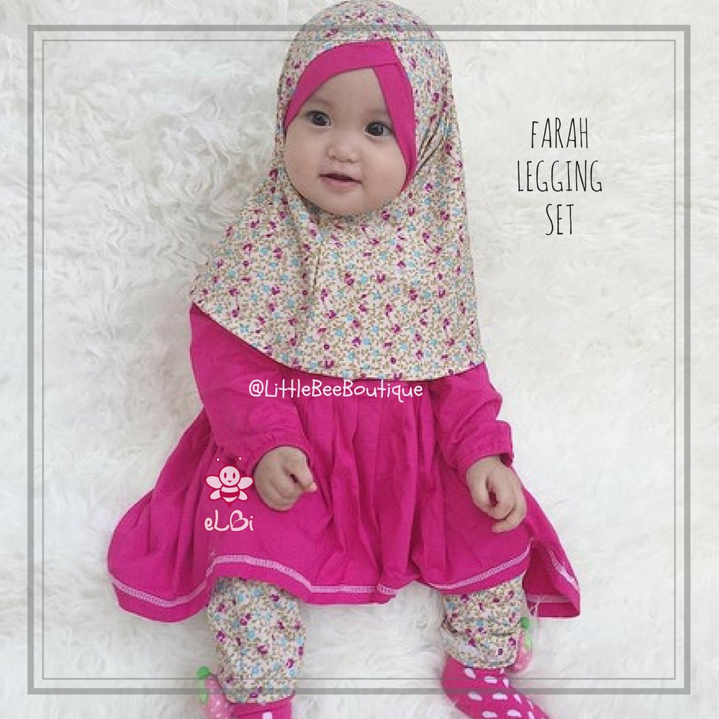  Baju  Muslim  Anak  Terbaru Farah Legging Set Pink Shopee  