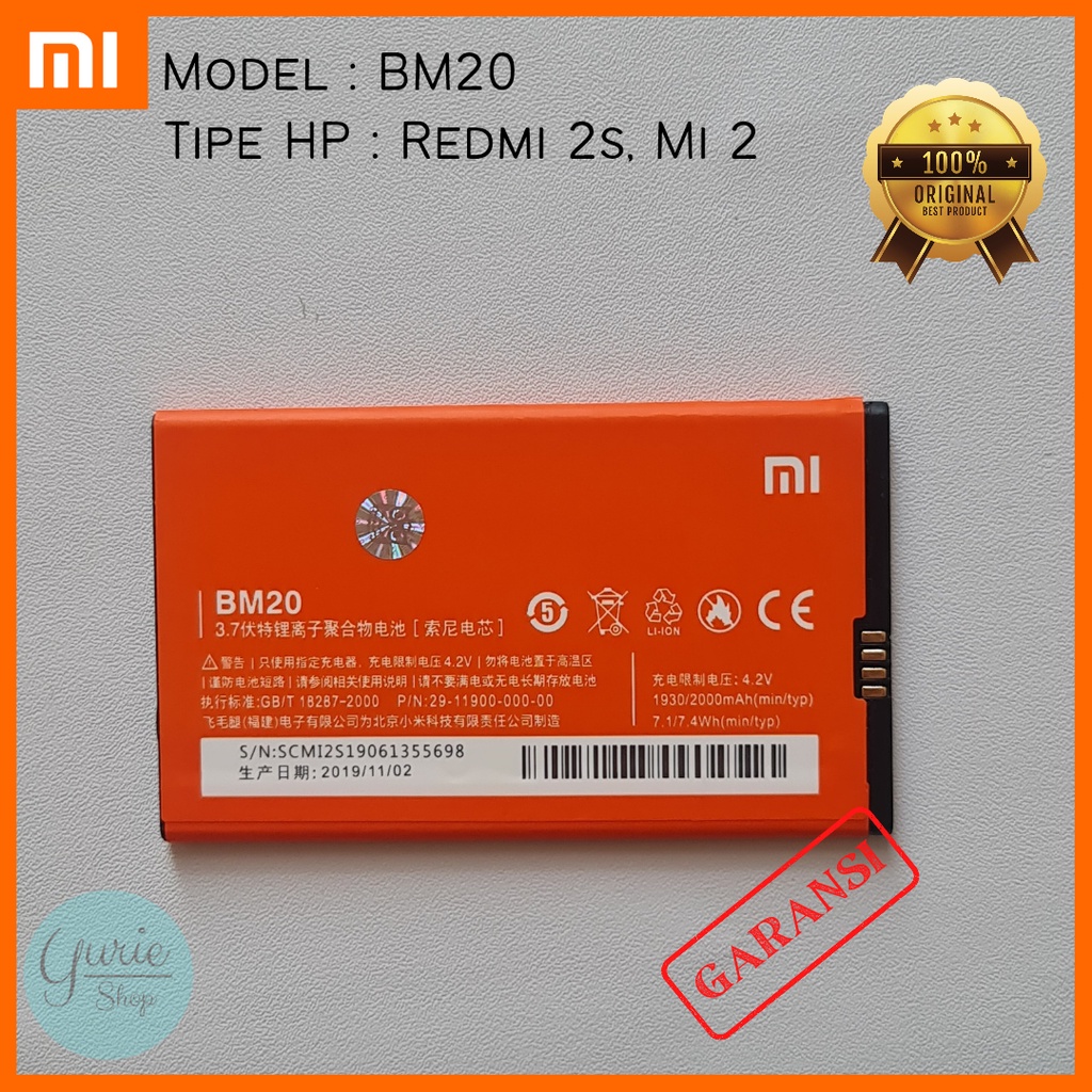 BATERAI BATTERY BATRE XIAOMI MI 2 BM20 ORIGINAL