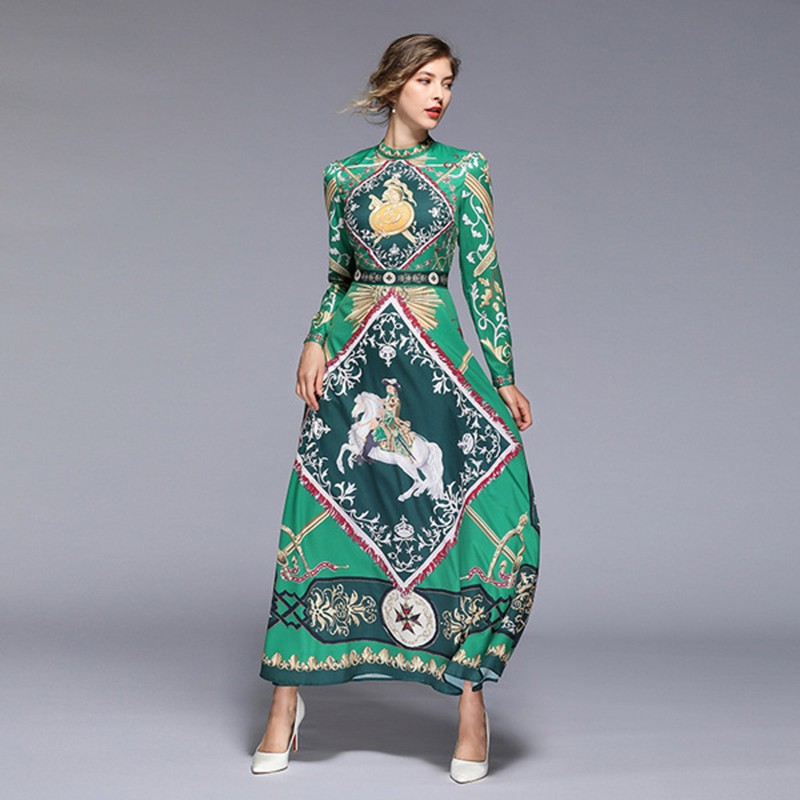 KIOSKMART GAMIS IMPOR WANITA VINTAGE HIJAU / MAXI DRESS VINTAGE O-NECK/ DRESS IMPOR SILK BAJU WANITA