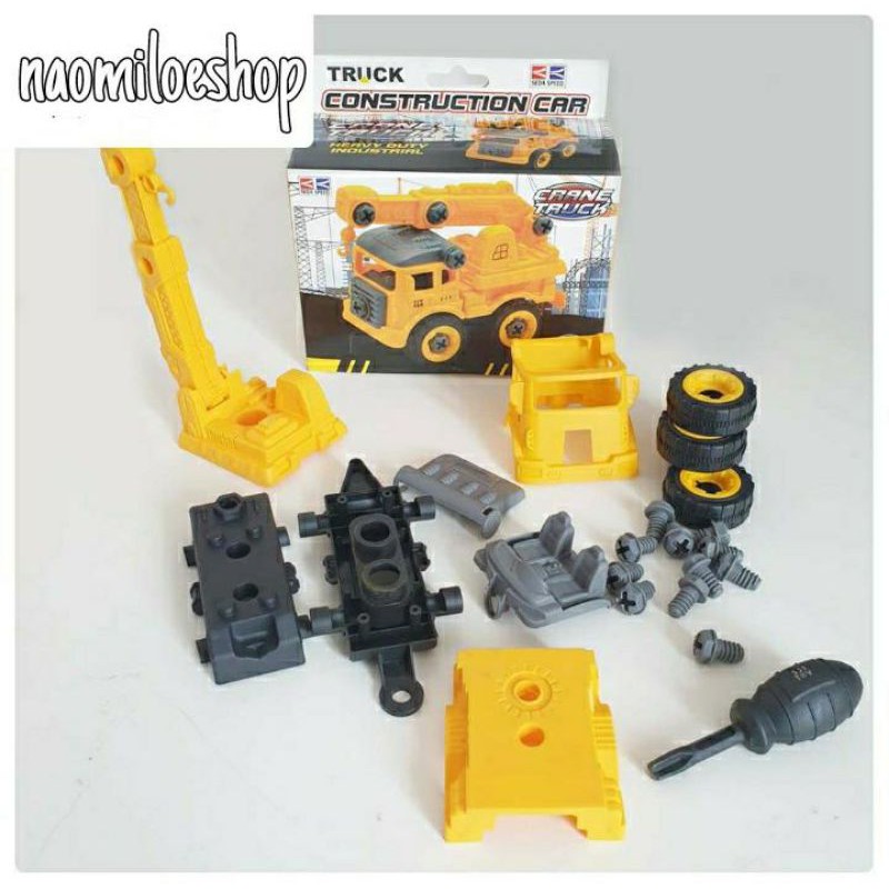 bongkar pasang Mainan Anak DIY Assemble Truck Car Mobil Truk Rakit Konstruksi merangkai truk-4