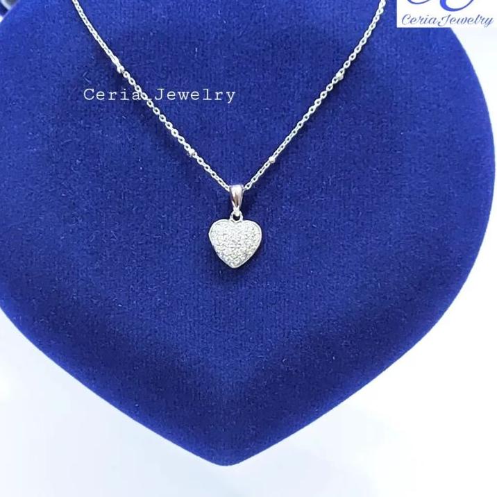 Modern.. KALUNG PERAK WANITA SILVER ASLI 925 LAPIS EMAS PUTIH LIONTIN LOVE - PERHIASAN PERAK