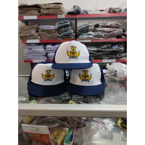 Topi Seragam SMP Biru Putih / Topi SMP