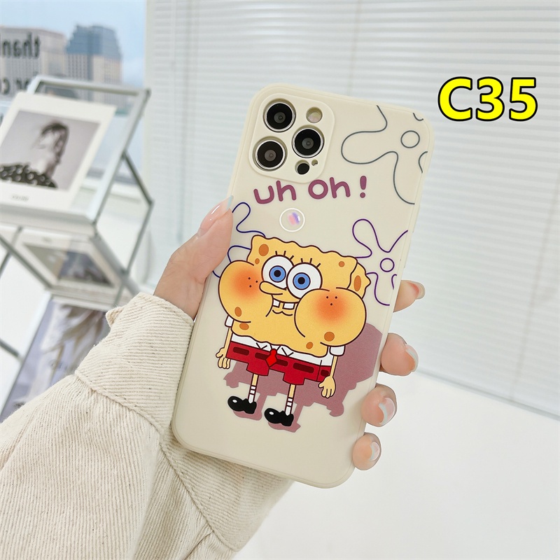 Ins Cute Cartoon Spongebob Patrick Star Case OPPO A15 A54 A5S A3S A16 A95 A7 A5 A9 A31 A53 2020 A12 A1K Reno 5 4 5F 4F A74 A15S A52 A11K A92 A35 A11 A93 A32 A72 A94 A53S F17 PRO A16S A12S A12E A33 Y20 Y12 5 5i C3 C25 C12 A12 Straight Cube Soft Case-#C35