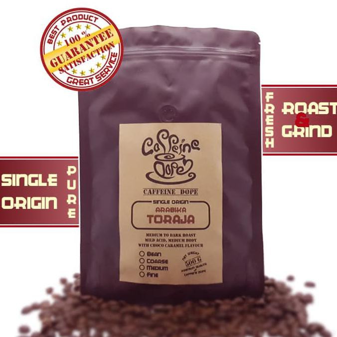 

Kopi Arabika Toraja 500 Gr Single Origin Bean/Biji & Ground/Bubuk - Bean - Biji