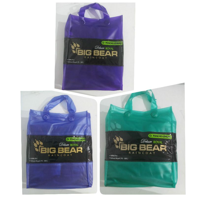 Jas Hujan BIG BEAR : Poncho Lengan ROYAL TEBAL (Premium)