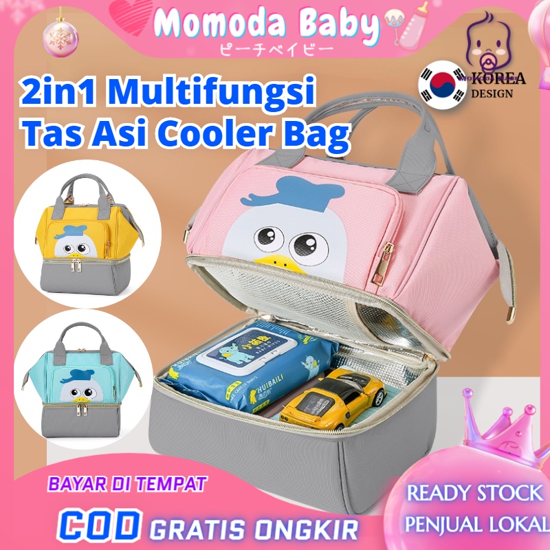 MOMO Tas Asi Cooler Bag Dan Tas Bayi/ 2in1 Multifungsi Fashion Cooler Bag Asi / Diaper Bag Ransel/ Tas Wanita Korea