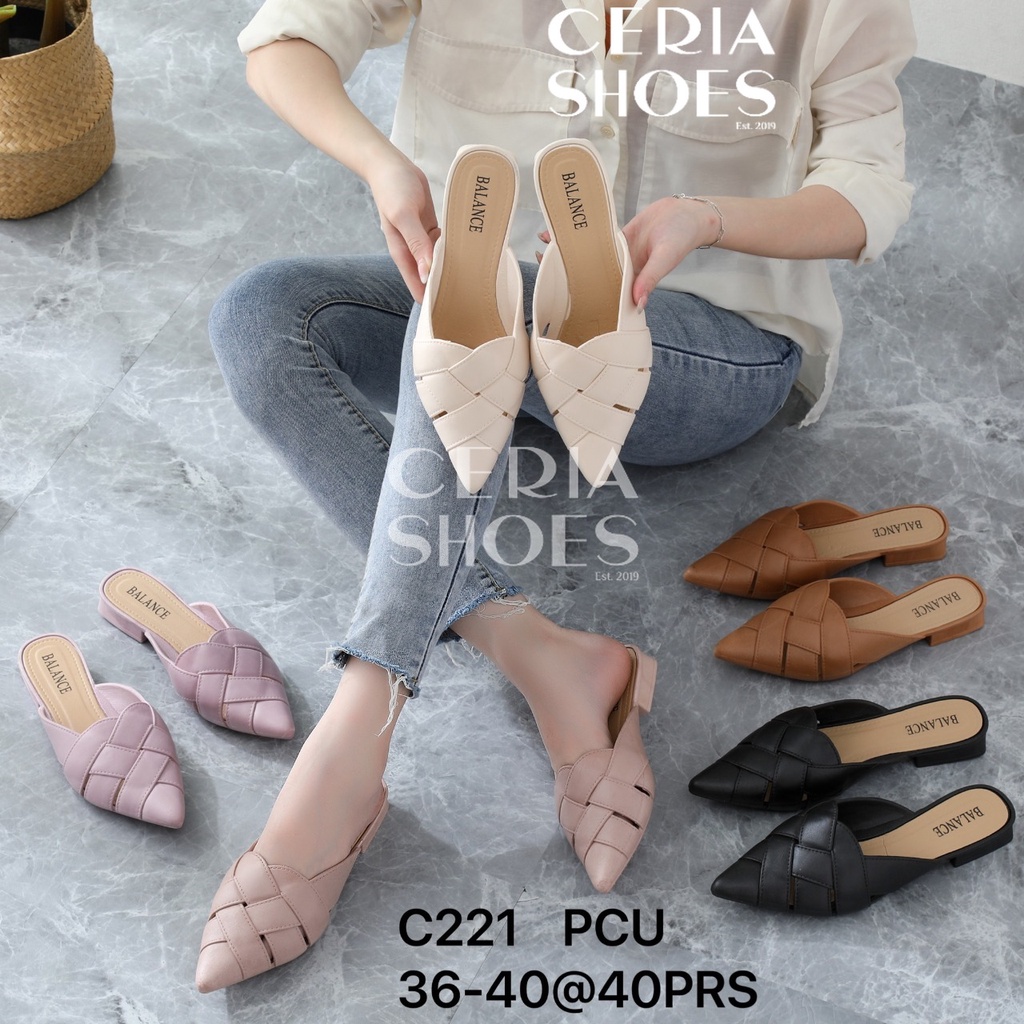 BALANCE Sandal Selop Wanita Jelly Import Karet Empuk ELastis Hak Pendek Motif Seling