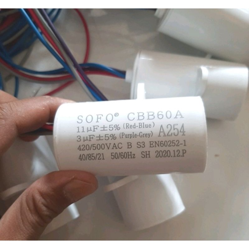 Kapasitor/ Capasitor mesin cuci Sharp original 2 tabung