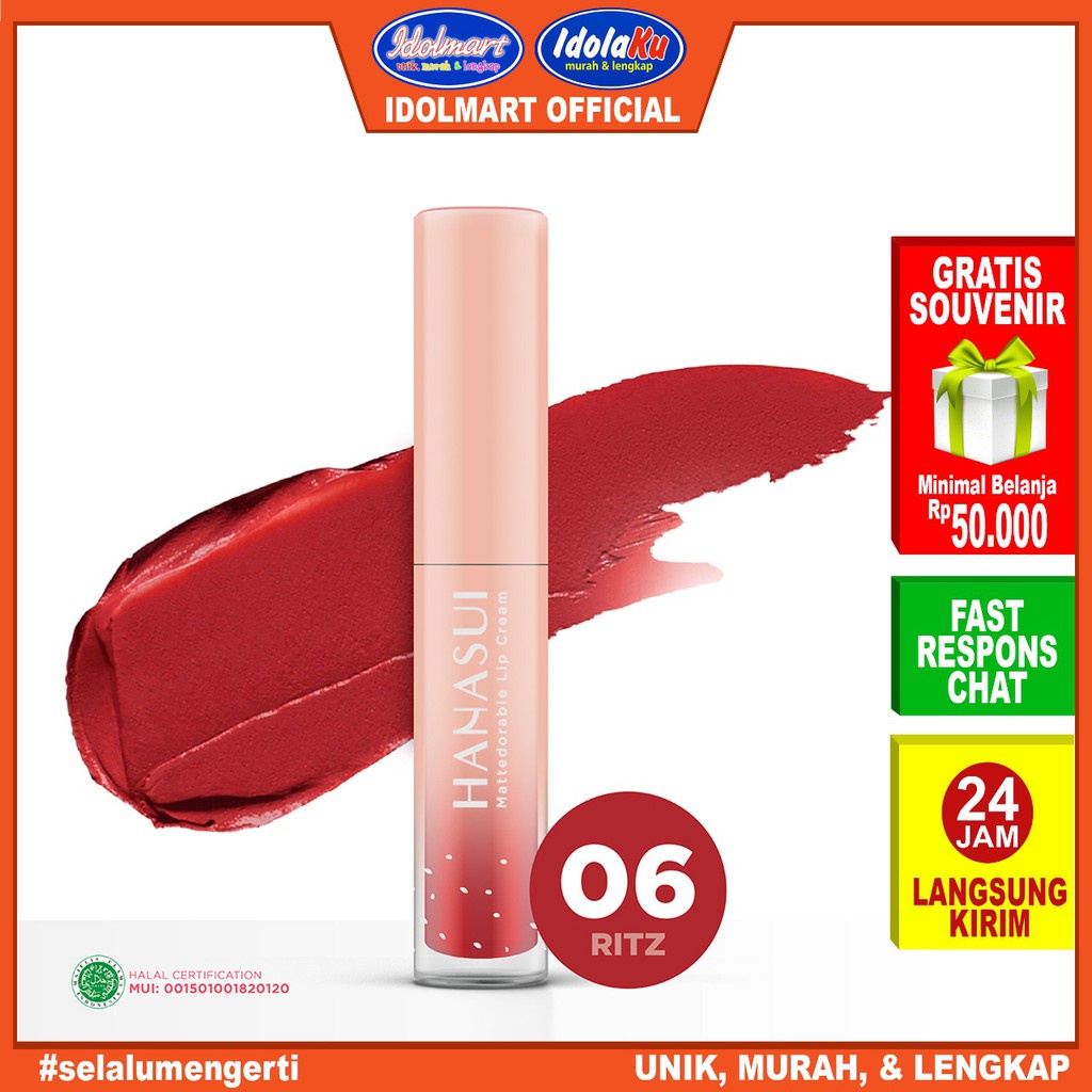 IDOLMART Hanasui Mattedorable Lip Cream - 06 Ritz Idolmart Surabaya