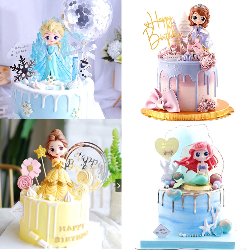 Mainan Action Figure Model Boneka Disney Frozen Elsa Anna Untuk Dekorasi Topper Kue Ulang Tahun