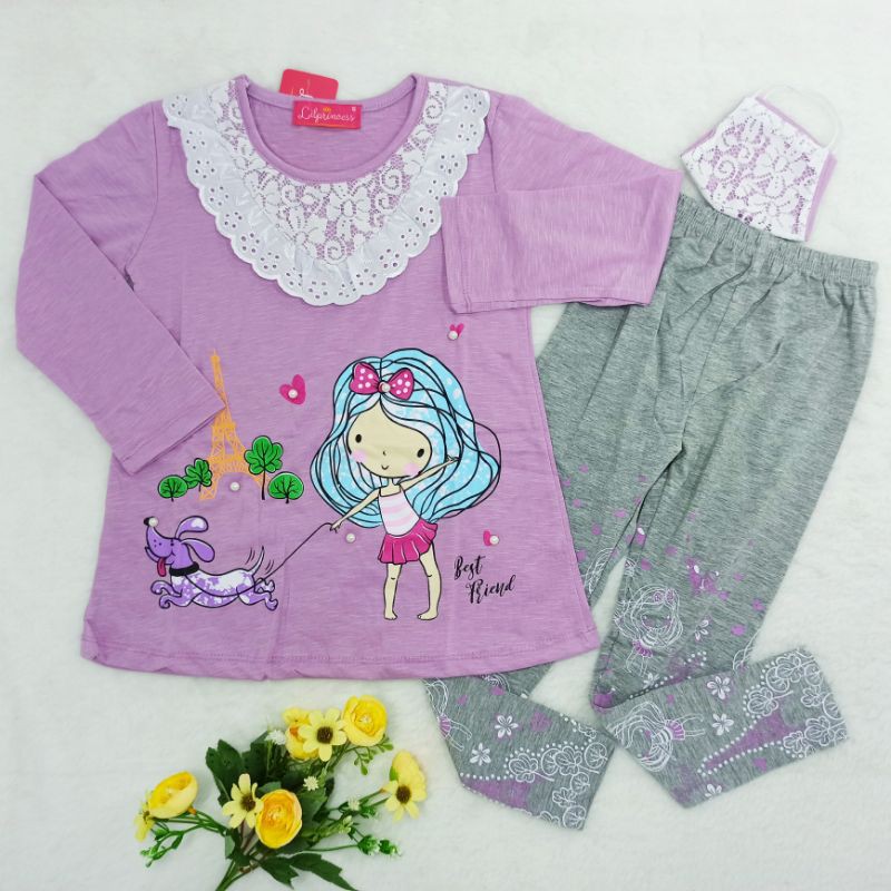 [Ss-1046] Setelan Anak Perempuan Size 4-6tahun, Tunik Anak, Pakaian Anak Keren Cantik