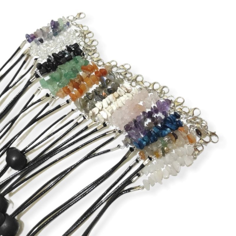 2in1 Strap Mask &amp; Konektor Masker Hijab Free Stopper Celline Quartz Crystal Batu Alam Natural Stone Kalung Masker