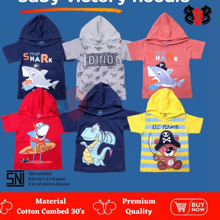 BVB Baby Victory - Baju Kaos Anak Bayi Atasan Hoodie Premium Brand Kids Lengan Pendek Motif Karakter
