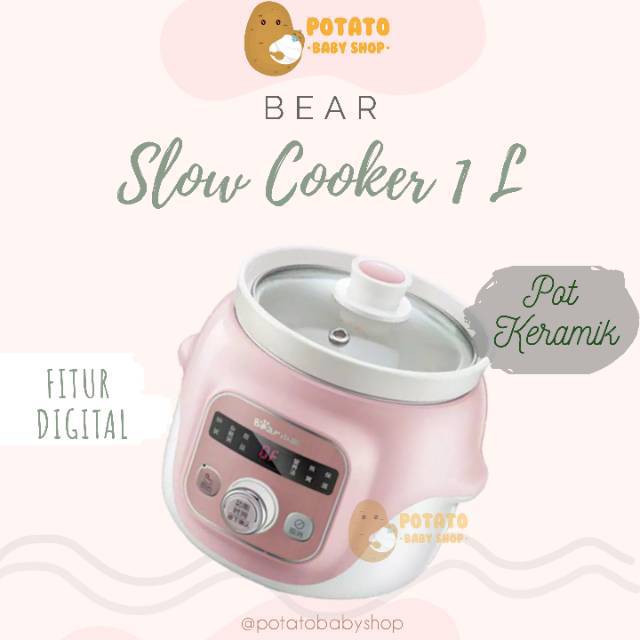 Bear Digital Slow Cooker with Ceramic Pot  1 0L keramik  