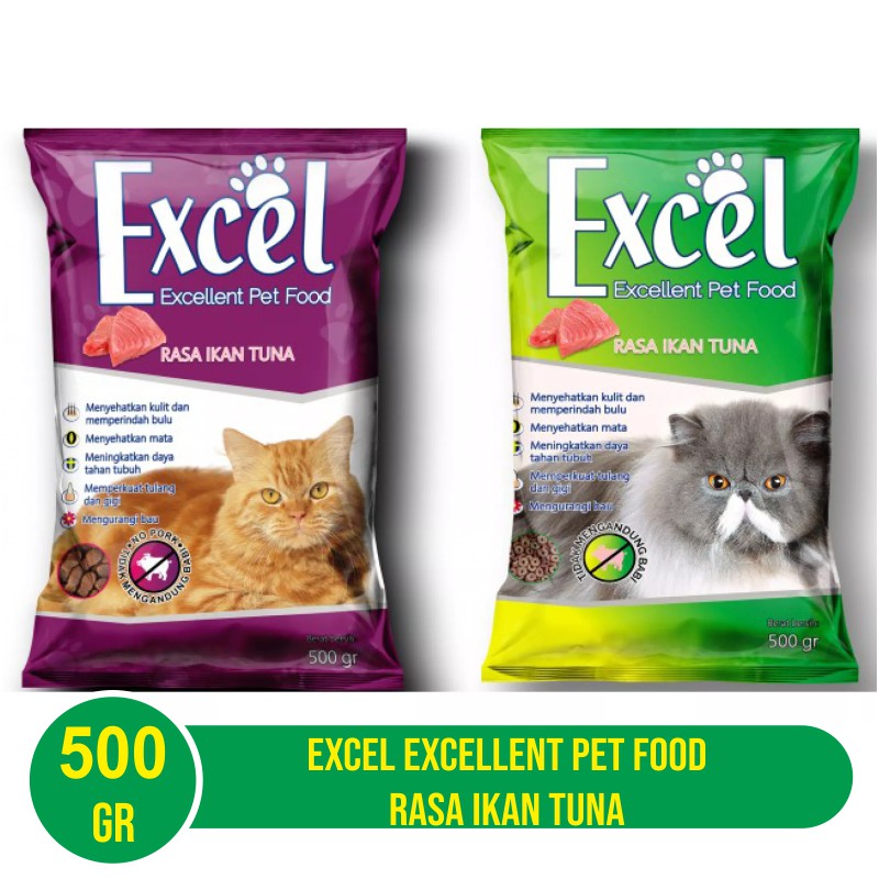 Excel, Excellent Cat Food – Pakan Kucing Rasa Ikan Tuna Freshpack 500GR