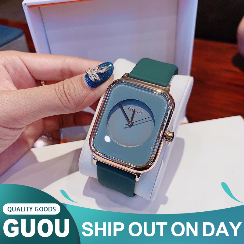 【Ready 】【100%ORI】 GUOU Waterproof Women's Watch Wanita Jelly menonton tali karet wanita menonton Korea menonton fashion【COD】