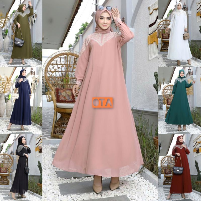 KM // ATHAYA SET BABYDOLL - DRESS PESTA KONDANGAN MODERN TERBARU - GAMIS SYARI CERUTY WANITA MUSLIMA