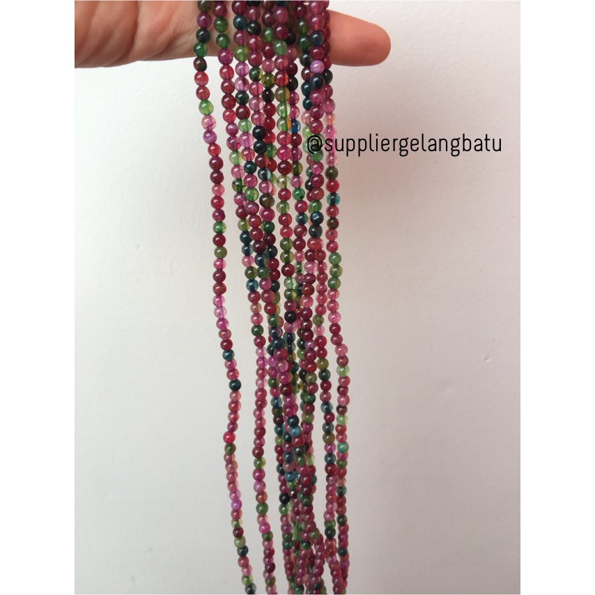 natural 4mm rainbow colour onyx ready stock pancawarna kilap serat aksesoris bahan craft beads