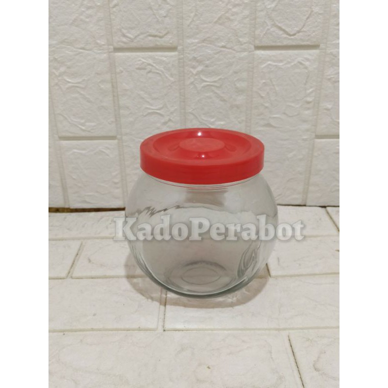 toples es campur bulat tutup merah - toples kaca kopi - toples kaca