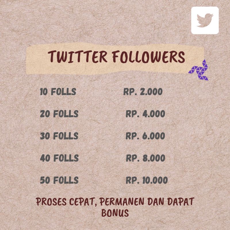 [PROMO] TWITTER FOLLOWERS REAL AKUN, PERMANEN TERMURAH