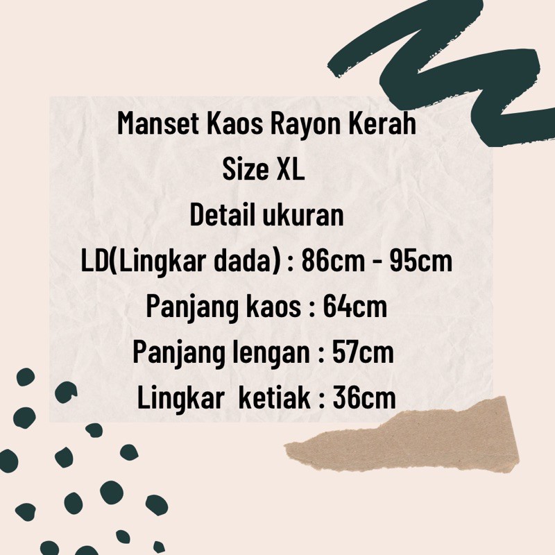 Manset Kaos Rayon Kerah size XL | LD 86cm