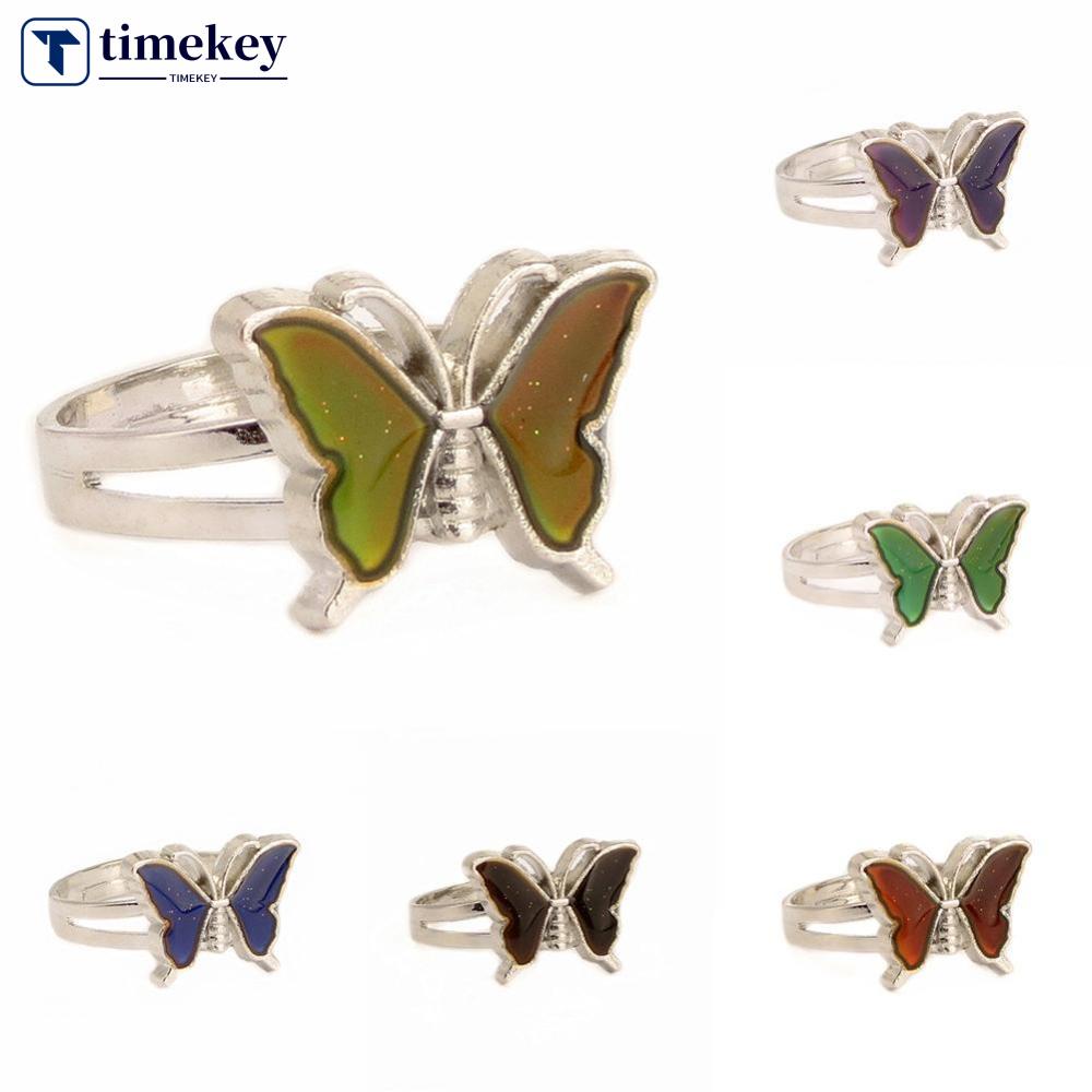 Timekey Cincin Desain Kupukupu Sensitif Terhadap Suhu Adjustable Untuk Hadiah A6K8