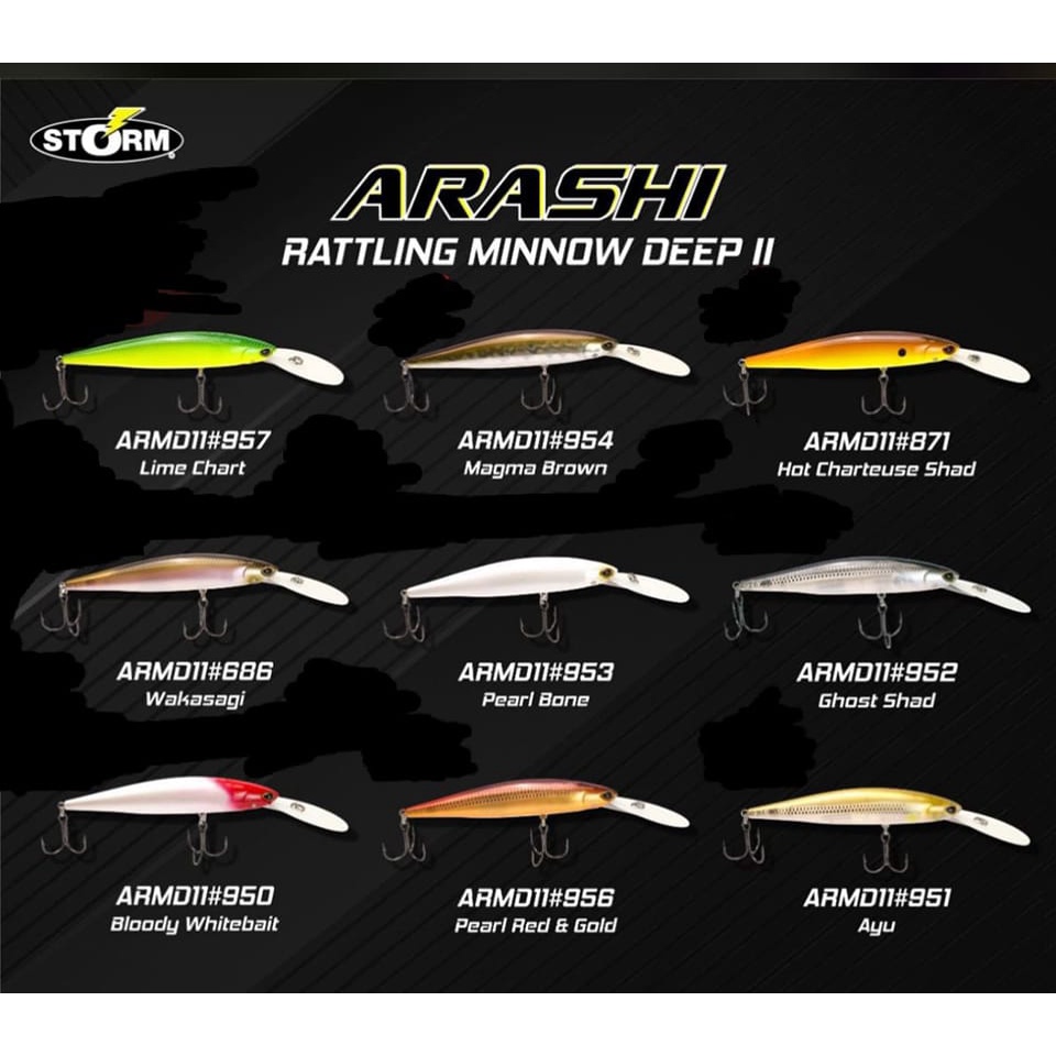 Lure STORM ARASHI RATTLING MINNOW DEEP II (11cm / 19gram)