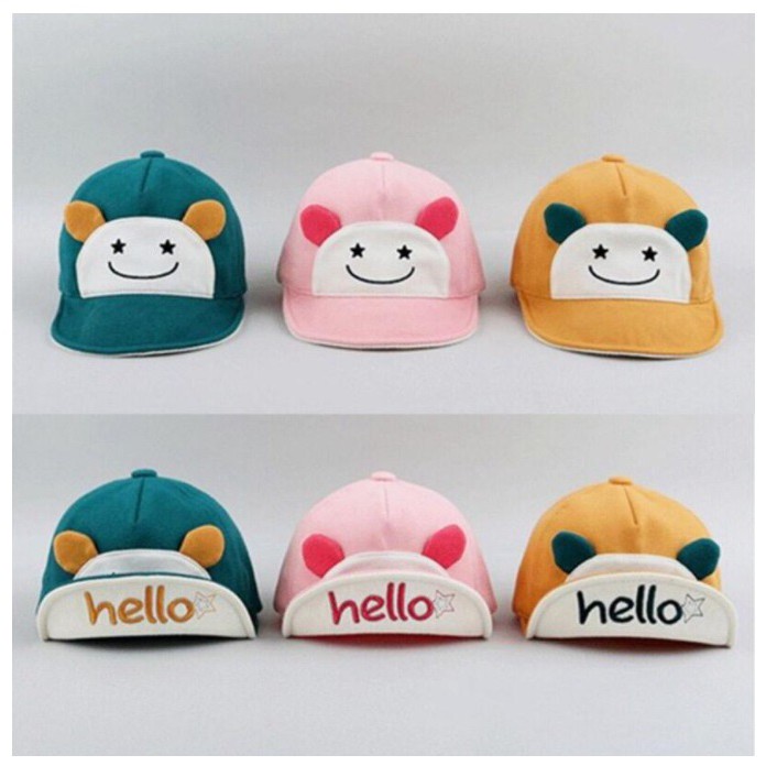 TOPI Fashion Baseball Karakter Lucu HELLO 6- 36 bulan VC