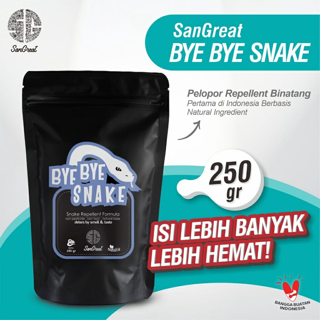 Anti ular alat pengusir Ular masuk rumah non pestisida aman SanGreat Bye Bye Ular gel 250 gr dan spray 250 ml.