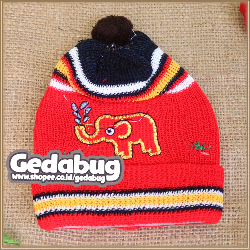 Topi Rajut Bayi Newborn Boboko Motif Gajah / Topi Karakter - gedabug