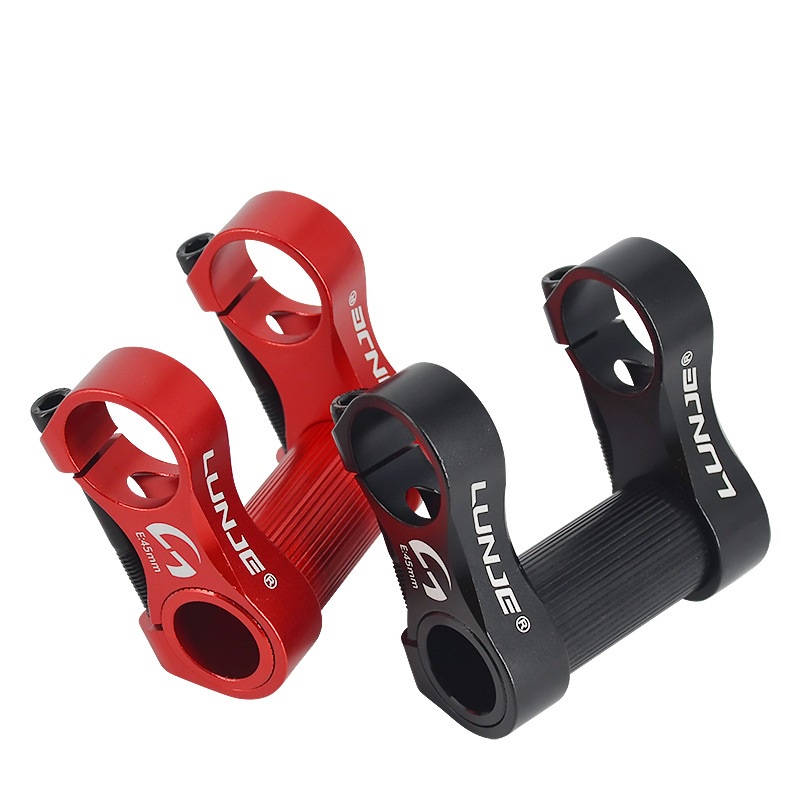 Bicycle Double Stem Riser Handlebar Sepeda Lipat 25.4 Mm - Hitam/Merah Extender Batang Sepeda Berongga Ultra-ringan Yang Dapat Disesuaikan