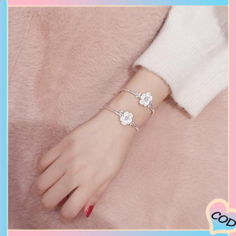 COD❤️ Pelajar Wanita Sederhana Pacar Pasangan Bell Gelang Hadiah Ulang Tahun Bunga Cherry Blossom-A.one