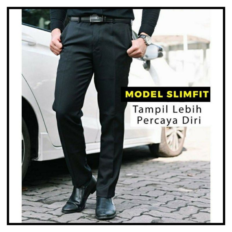 CELANA KANTOR FORMAL PRIA SLIMFIT BAHAN DASAR KAIN WOLL KUALITAS