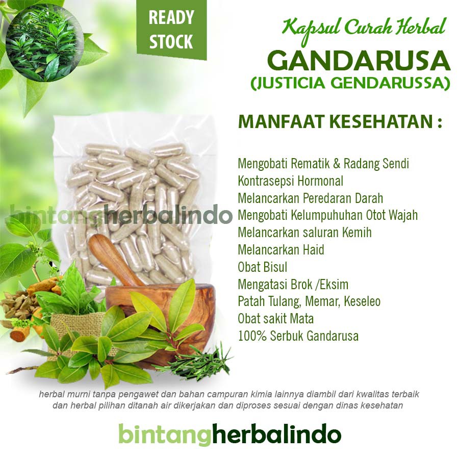 Jual Gandarusa 100 Kapsul Herbal Bisul Eksim Rematik Bells Palsy Sakit Mata Shopee Indonesia 2353