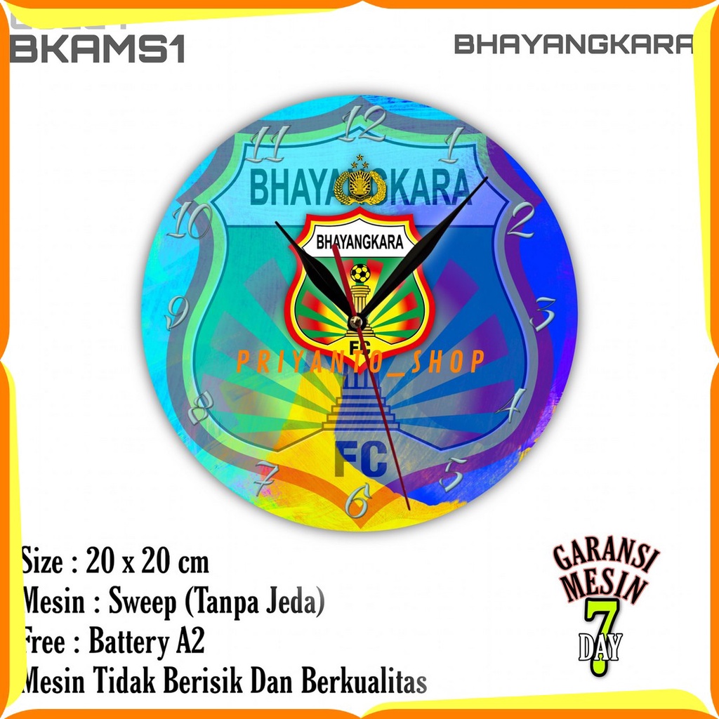 Jam Dinding Team Club Klub Sepakbola BHAYANGKARA FC Mesin Halus Sweep