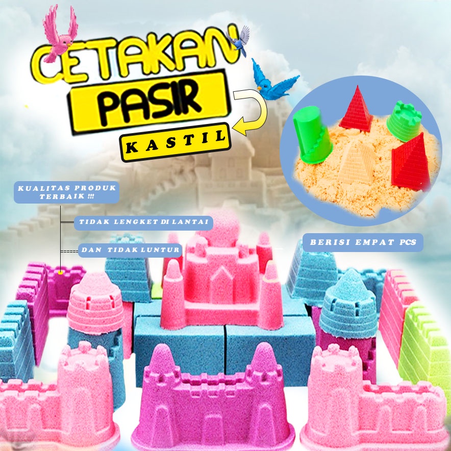 Cetakan Pasir Kinetik Model Kastil  Istana Castles Bangunan Isi 4pcs