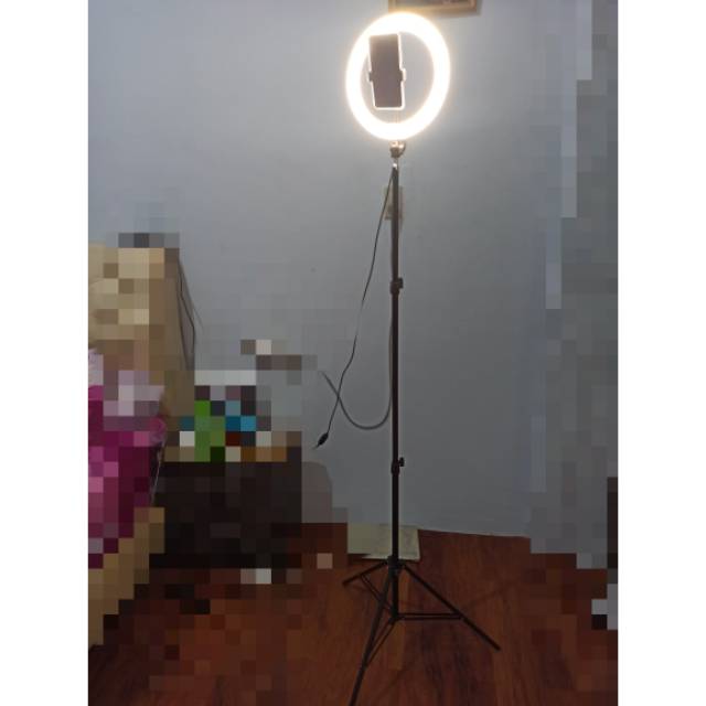 Grade A RING LIGHT 20CM 120 LED RINGLIGHT LED MAKEUP MUA LAMPU CINCIN 10 inch Smartphone Holder + Tripod 2M