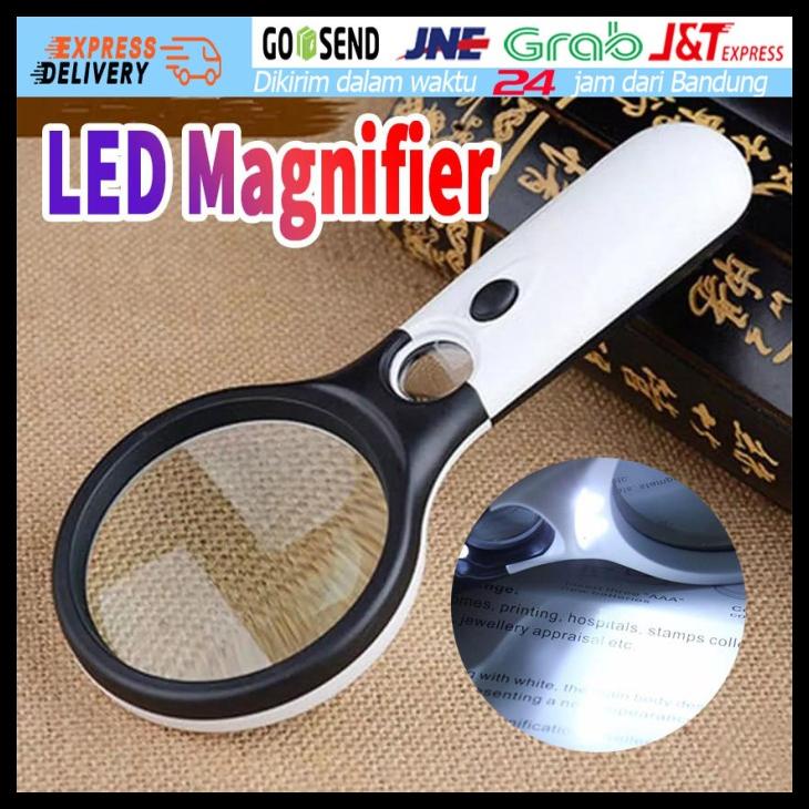 

MAGNIFIER GELAS LAMPU 3 LED PEMBESAR 2 KACA 3X 45X LUP HANDHELD ZOOM KODE 255